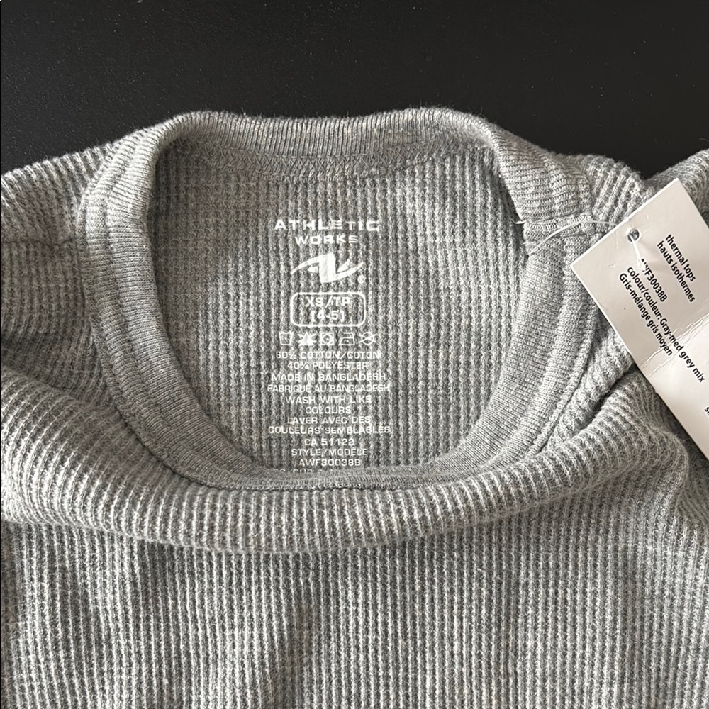 Kids Gray Ribbed Long Sleeve Top - Picture 2 of 2